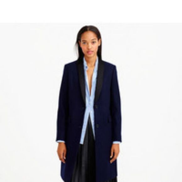 Jcrew collection Melton wool size 2 full size tuxedo spring  coat overcoat - Picture 3 of 7